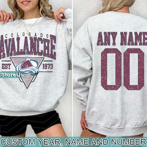 Personalized Colorado Hockey Sweatshirt, Colorado Avalanche crewneck, Colorado Hockey shirt, Custom Hockey Shirt, Hockey Number Shirt