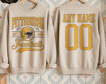 Spersonalizowana bluza z nadrukiem drużyny futbolowej Pittsburgh, koszulka z nadrukiem drużyny futbolowej Pittsburgh, koszulka z nadrukiem drużyny futbolowej Pittsburgh, spersonalizowana koszulka piłkarska, numer piłkarski