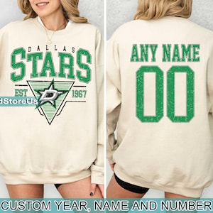 Personalized Dallas Hockey Sweatshirt, Dallas Stars crewneck, Dallas Hockey shirt, Custom Hockey Shirt, Hockey Number Shirt