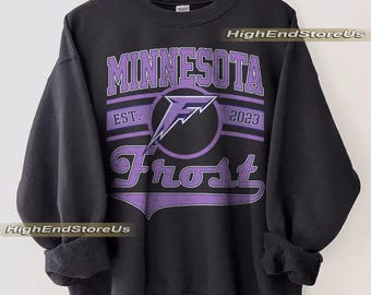 Moletom vintage Minnesota Frost, camiseta vintage Frost, suéter feminino de hóquei do Minnesota, moletom feminino de hóquei, moletom Frost