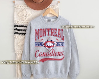 Bluza Montreal Canadien, koszulka hokejowa Vintage Montreal, bluza z okrągłym dekoltem Montreal Hockey, młodzieżowa bluza Canadiens Hockey, prezent dla fana hokeja