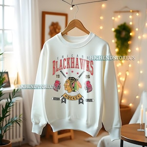 Chicago Blackhawks Sweatshirt Crewneck, Vintage Blackhawks shirt, Chicago Hockey Fan shirt, Hockey Tee, Blackhawks Sweatshirt