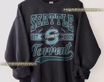 Bluza Seattle Torrent, bluza z okrągłym dekoltem Vintage Torrent, koszulka kibica hokeja Seattle, bluza Hockey Mom, bluza Vintage Torrent