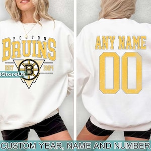 Personalized Boston Hockey Sweatshirt, Boston Bruins crewneck, Boston Hockey shirt, Custom Hockey Shirt, Hockey Number Shirt
