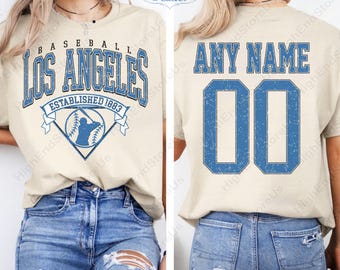 Spersonalizowana koszulka Los Angeles, koszulka baseballowa, zabawna koszulka baseballowa, koszulka baseballowa Los Angeles, spersonalizowana mama baseballisty, koszulka z prezentem baseballowym