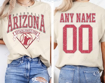 Spersonalizowana koszulka Arizona, koszulka baseballowa, zabawna koszulka baseballowa, koszulka baseballowa Arizona, spersonalizowana mama baseballisty, koszulka z prezentem baseballowym