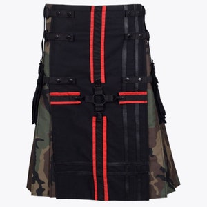 Scottish Men&#39;s Military Gothic Camo Kilt, Tactical Hybrid Utility Kilt, Highland Wedding Wear Made To Measure