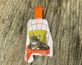 Sweet Kitty Alabama Fabric Keychain