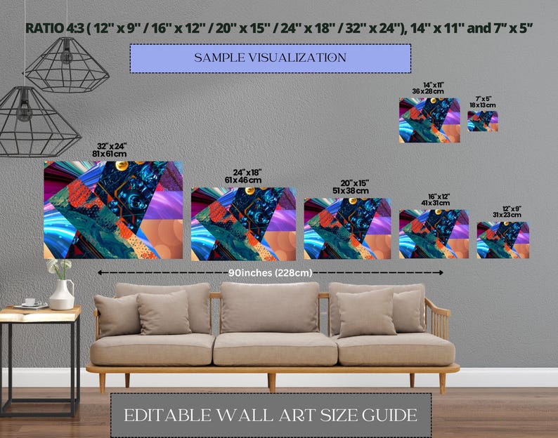 Wall Art Size Guide, Wall Display Guide, Frame Aspect Ratio, Two Sets ...