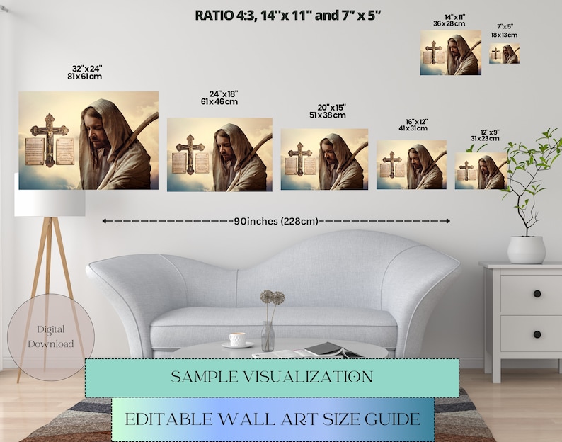 Wall Art Size Guide, Wall Display Guide, Frame Aspect Ratio, Two Sets ...