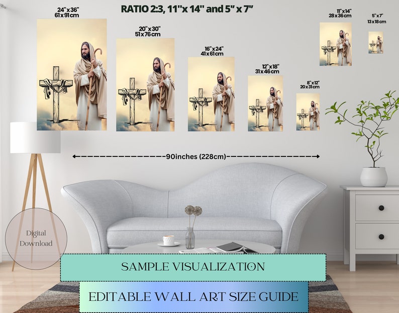 Wall Art Size Guide, Wall Display Guide, Frame Aspect Ratio, Two Sets ...