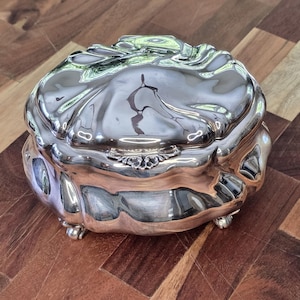 Silver ("835") Lidded Box with 4 Scroll Feet- Wilhelm T. Binder- Germany
