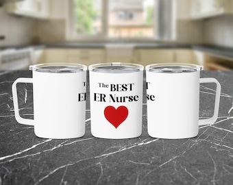 The Best ER Nurse Mug, Appreciation Gift for ER Nurse, Nurse Heart Design, Gift for Healthcare Worker, ER Nurse Coffee Mug, Nurse Gifts