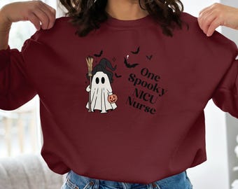 Halloween NICU Nurse Sweatshirt, Spooky Nurse Ghost Sweatshirt, Funny Nurse Halloween Shirt, NICU Nurse Gift, Fall Apparel