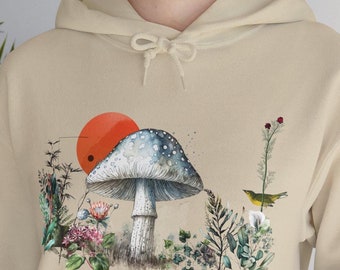 Hoodie met paddenstoel Wildflower: Botanical Cottagecore-sweater