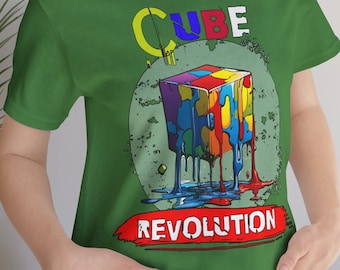 Melting Rubik's Cube Graphic Tee: Unisex Adult Shirt
