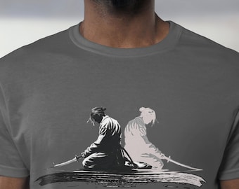 Minimalistisch T-shirt samoeraisilhouet, Japanse krijger