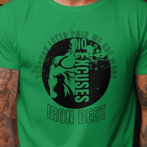 Shirt gewichtheffen, uniseks hemdshirt geen excuses voor sportschoolshirt, fitnessshirt, grappig sportschoolshirt, trainercadeau, hijsshirt, workout-T-shirt