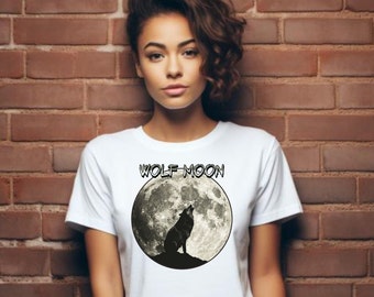 Maglietta Wolf Moon: maglietta grafica con lupo ululante