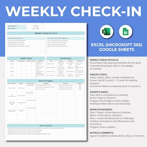 Szablon cotygodniowego odprawy członków zespołu, Arkusze Google Excel, Arkusz kalkulacyjny cotygodniowego odprawy, Zarządzanie członkami zespołu, Szablon przywództwa/wzrostu