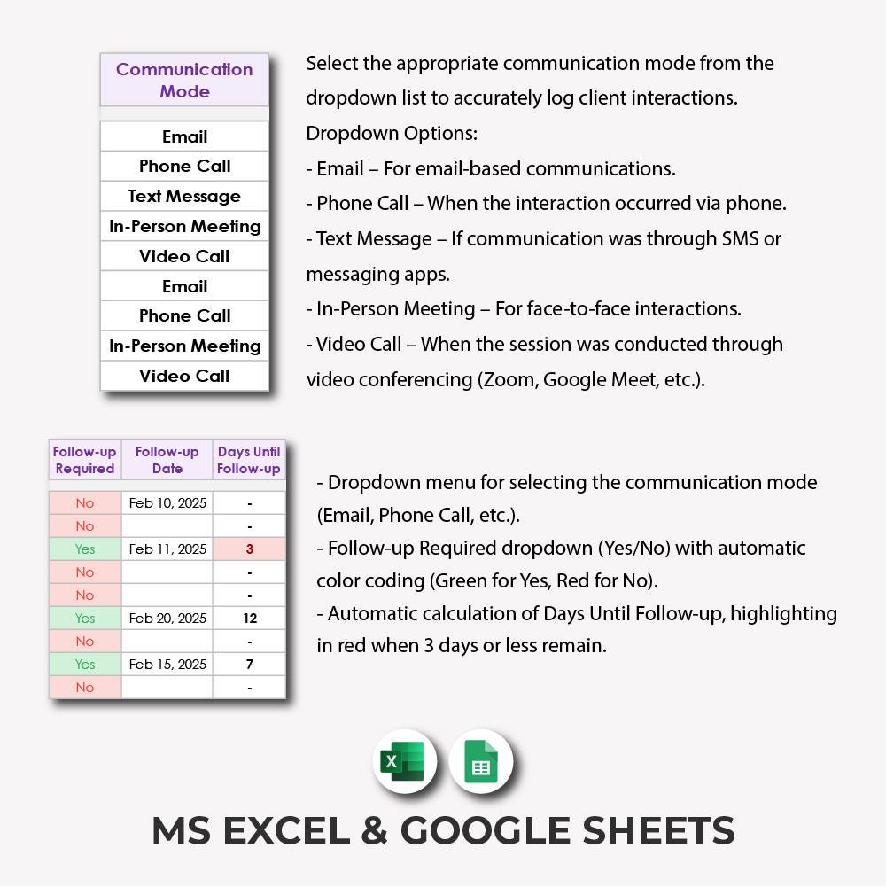 Client Communication Tracker Template, Customer Communication Log ...