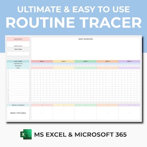 Routine Tracker Template | Excel Spreadsheet | Monthly Weekly Daily ...