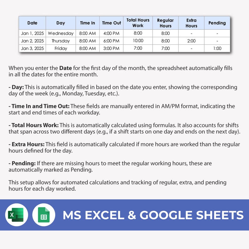 Work Timesheet & Salary Calculation With Hourly Rate | Payroll and Time ...