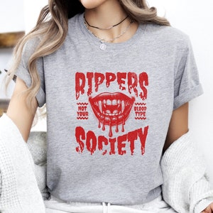 Vampire Lips Shirt, Halloween Vampire Shirt, Rippers Society T-Shirt, Halloween Party Shirts, Halloween Shirt for Women, Vampire Sweatshirt