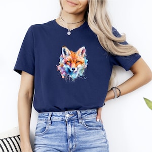 Colorful Cute Red Fox Kid Shirt for Animal Lovers For Women&#39;s Shirt For Fox Lover Shirt Nature Lovers Shirt For Funny Animals Tee Fox Lover
