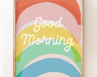 Rainbow Morning positive, fun art for kids rooms