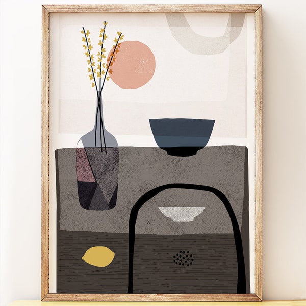 Modern still life art print 'Stillness 2' living room decor