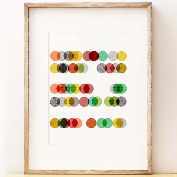 Abstract Geometric wall art print 'Abacus'. Fun polka dot wall art