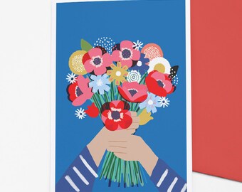 Darling Posy - floral bouquet greetings card for Mother's Day, Anniversary, Congratulations or Thank you