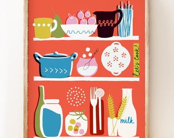 Modern kitchen art print 'Let's Cook!', housewarming gifts for cooks