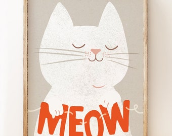 Meow animal wall art for kids rooms or nurseries