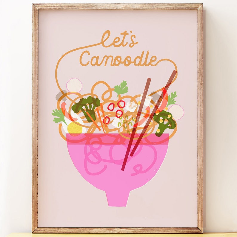 Modern kitchen art print 'Let's Canoodle' gifts for cooks image 1
