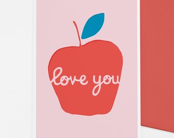 Apple Love You - valentine's, friendship, love card