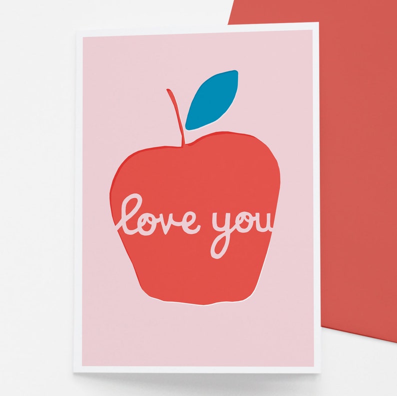 Apple Love You valentine's, friendship, love card image 1