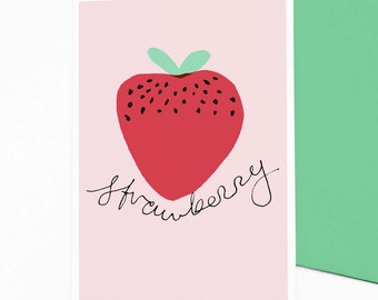 Strawberry - fun, pink greetings card