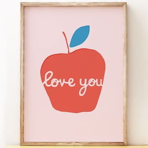 Apple art print for children's rooms, nurseries or modern interiors