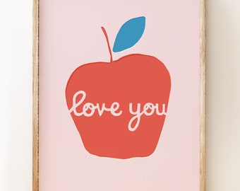 Apple art print for children's rooms, nurseries or modern interiors