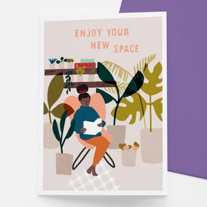 Carte Plant Lady pour une nouvelle maison ou un nouveau départ