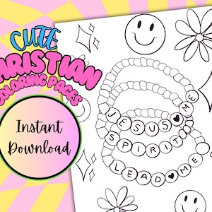 Jesus Friendship Bracelets Coloring Page | Hand drawn | Digital Download | Printable Coloring Page | Coloring Sheet | Bible Coloring Pages
