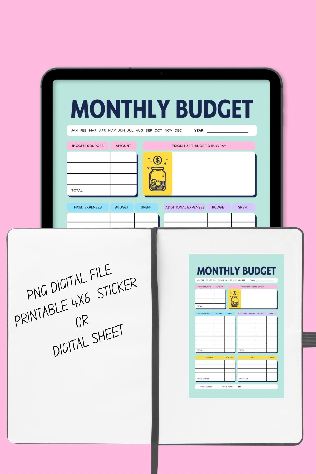Monthly Budget PNG Download | Budget Sticker Printable | Digital ...