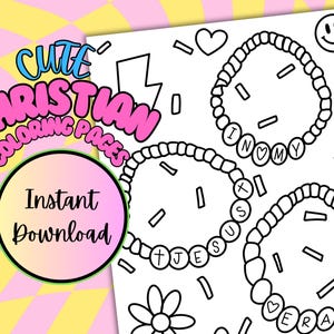 Jesus Friendship Bracelets Coloring Page | Hand drawn | Digital Download | Printable Coloring Page | Coloring Sheet | Bible Coloring Pages