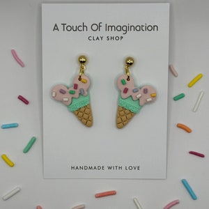 Orecchini cono gelato Magic Mickey / orecchini fatti a mano in argilla polimerica
