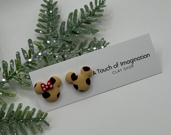 Magic Minnie & Mickey animal kingdom studs | handmade polymer clay earrings