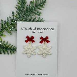 Sparkling Snowflake earrings | handmade polymer clay earrings