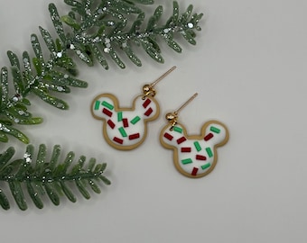 Boucles d&#39;oreilles Magic Mickey Christmas Cookie | boucles d&#39;oreilles faites main en pâte polymère