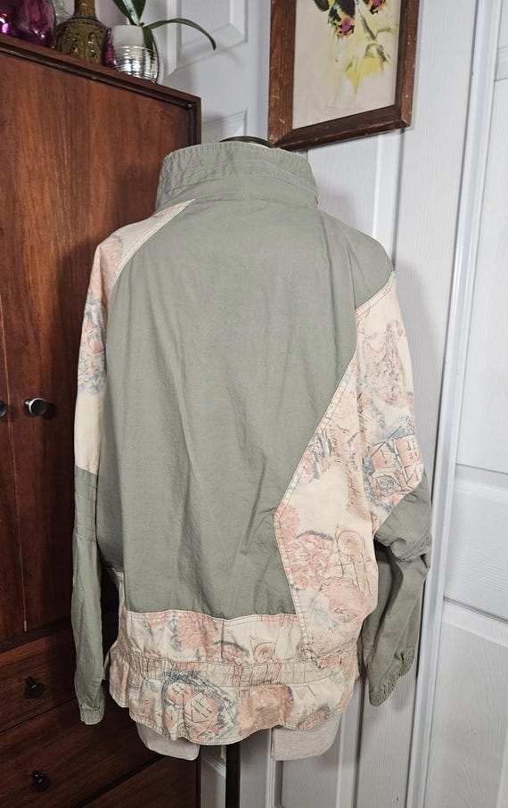 90s Windbreaker Green Pink Patchwork Lightweight … - image 3